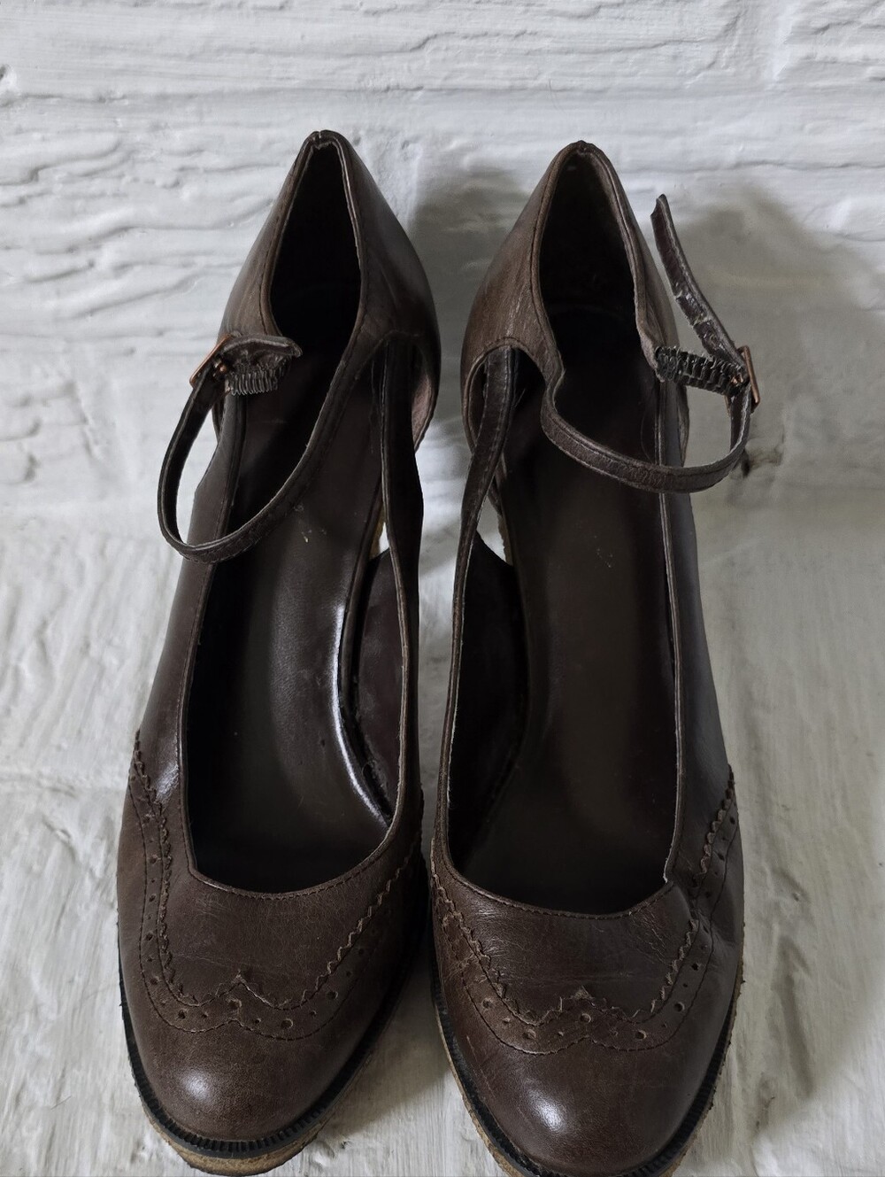 Classic Brown Leather Mary Jane Heels